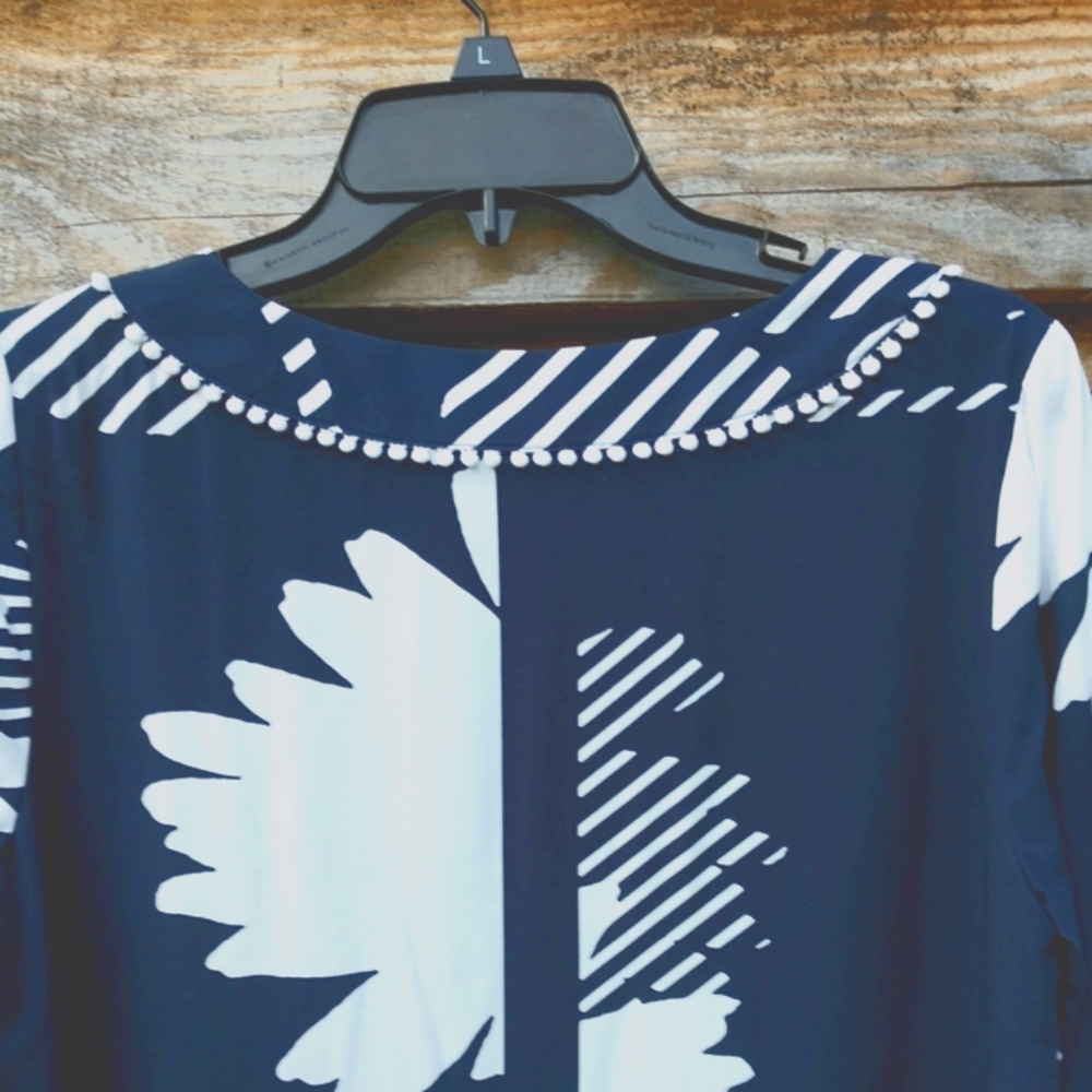 Crown & Ivy Women's Dress Navy/White Geometric Pattern New With Tags Small - Picture 10 of 16